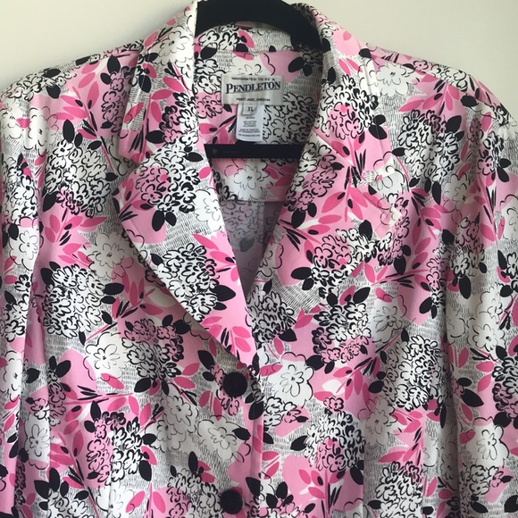 Pendleton Pink Black Floral Cotton blend Blazer - Picture 10 of 12